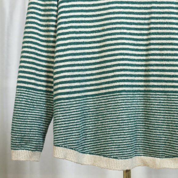 Liz Claiborne Green Ivory Stripe Mock Neck Sweater - Picture 5 of 7